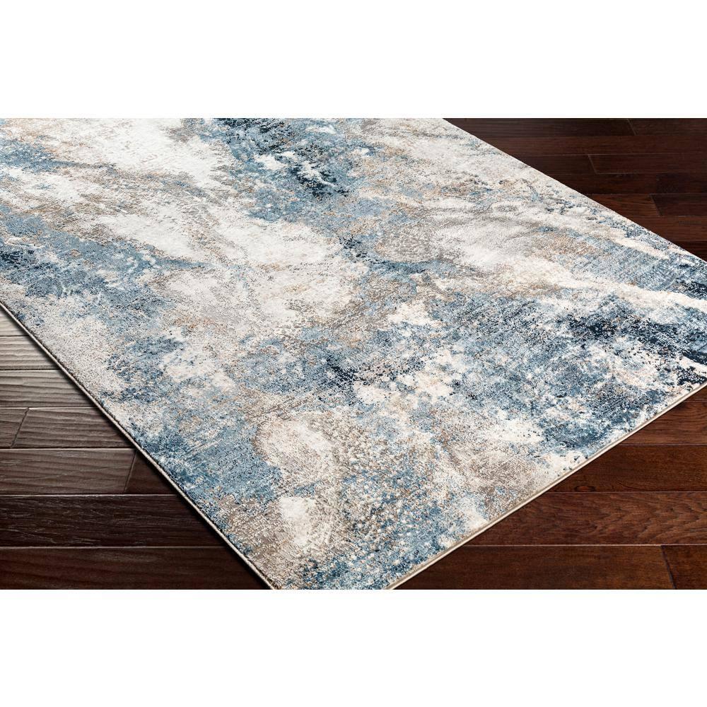 Gray Rectangular Polyester Stain-Resistant Medium Pile Rug