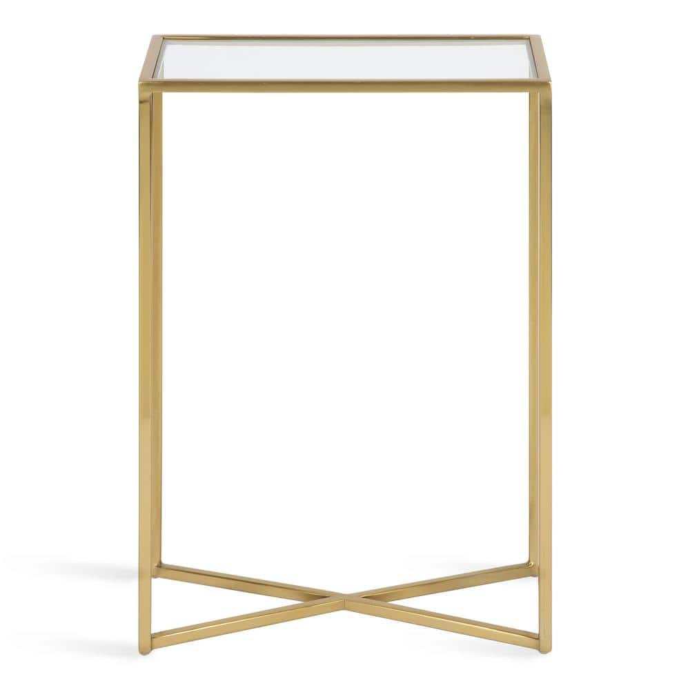 Kate and Laurel Jaspur Rectangle Metal Side Table, 16x8x24, Gold