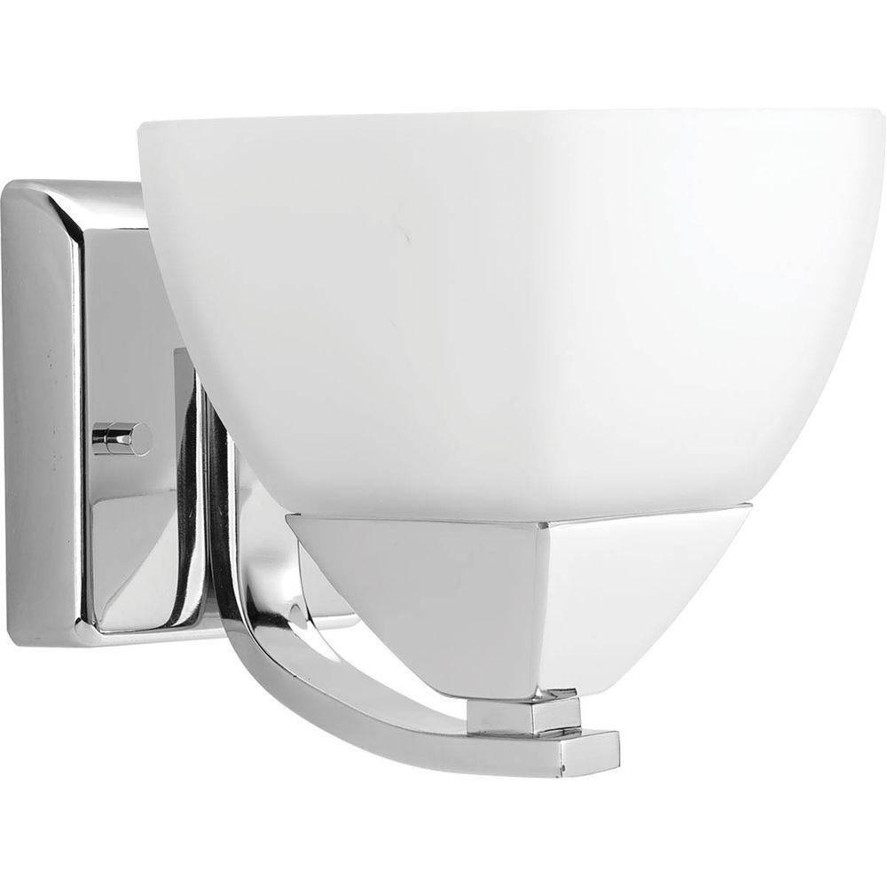 Progress Lighting, Appeal Collection, 1-Light Bath Wall Light, Brushed Nickel, Etched White Glass Shade