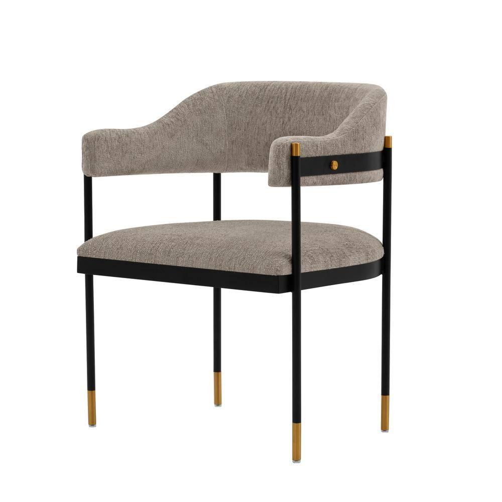 Lia Modern Boucle Upholstered Dining Armchair Stone Gray - Manhattan Comfort: Brushed Gold Accents, No Assembly Required