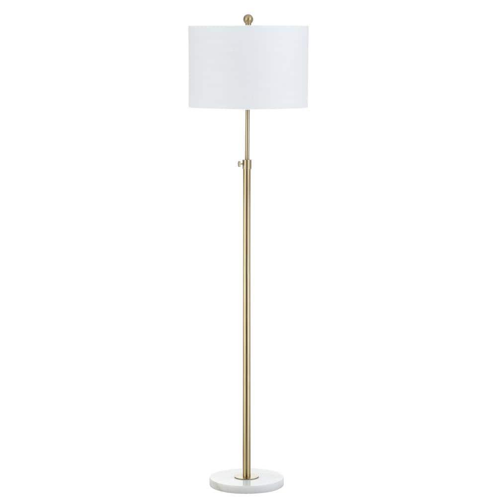 JONATHAN Y JYL3022A June 65" Adjustable Metal/Marble LED Floor Lamp, Modern, Contemporary, Elegant, Glam, Office, Living Room, Family Room, Dining Room, Bedroom, Hallway, Foyer, Brass