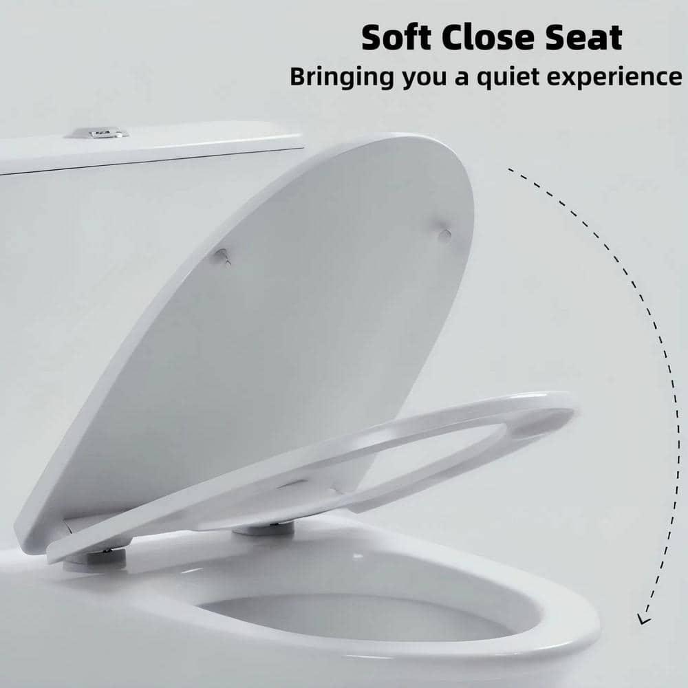 Momei One Piece Toilet,Floor-Discharge Dual Flush,Glossy White - 24.8x13x27.56
