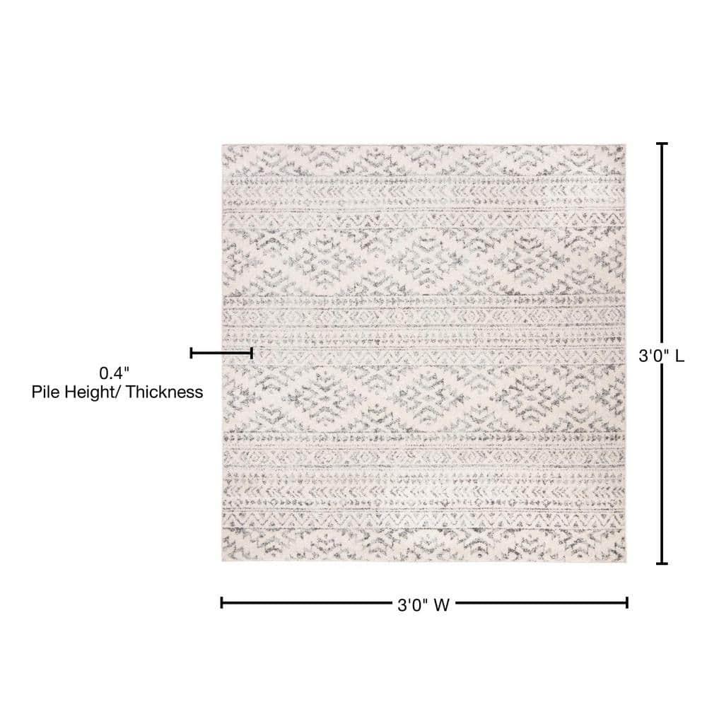 Tulum TUL272 Power Loomed Area Rug - Ivory/Grey - 3'x3' - Safavieh.