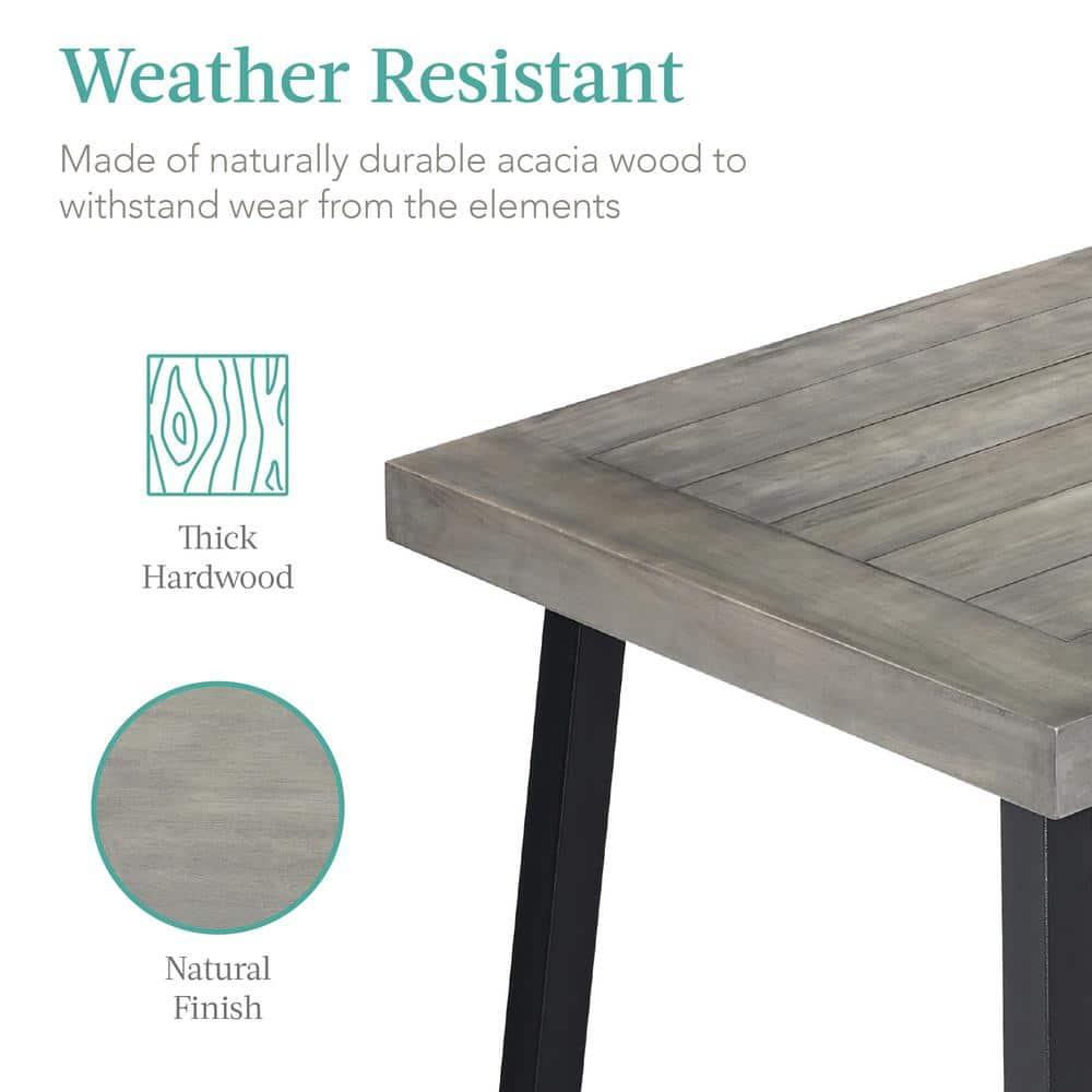 Best Choice Products 6-Person Indoor Outdoor Patio Rustic Acacia Wood Picnic Dining Table w/ Metal Legs - Weathered Gray