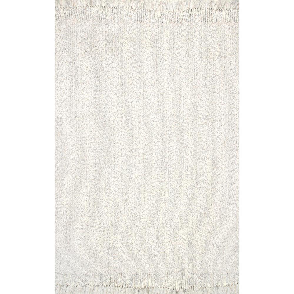 Nuloom Braided Courtney Tassel Indoor/Outdoor Area Rug, Square 6', Ivory