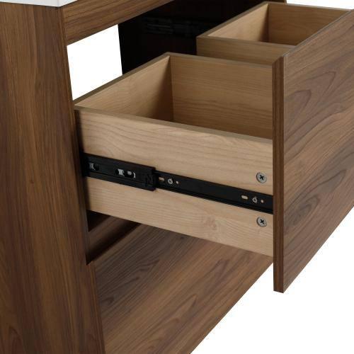30" Medium Brown MDF Freestanding Double Drawer Vanity Cabinet