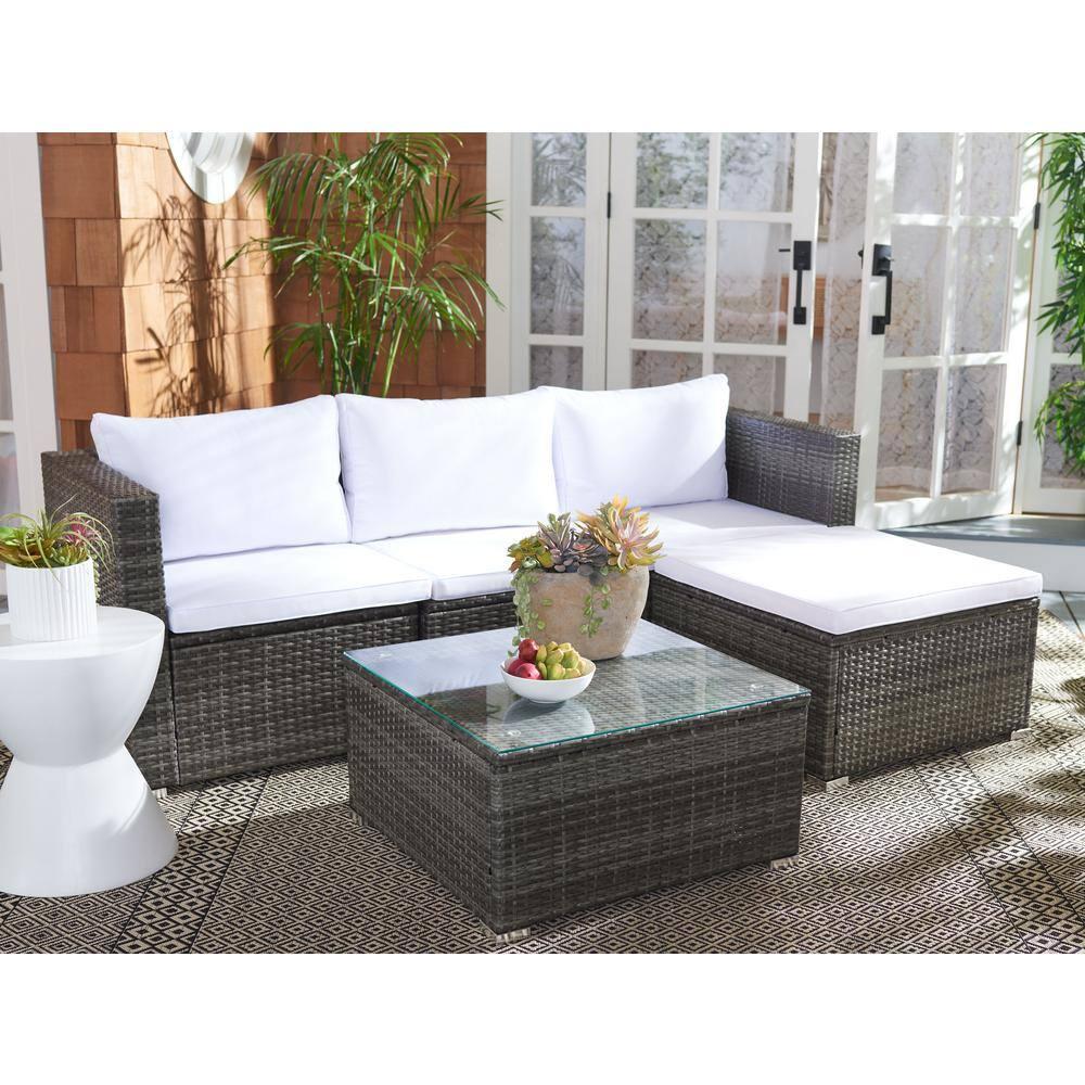 Madalina Living Set - Indoor/Outdoor - PAT7509 - Grey Brown/White - Safavieh
