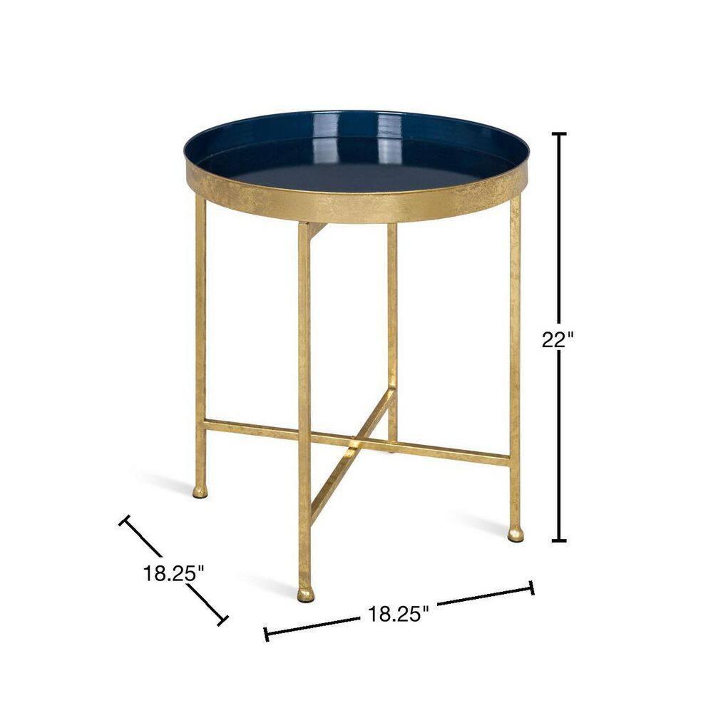 Kate and Laurel Celia Round Metal Side Table, 18.25x18.25x22, Navy Blue