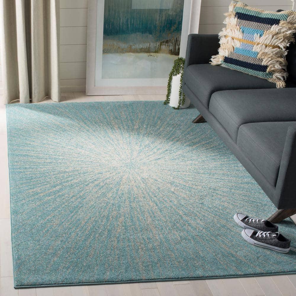 Evoke EVK228 Power Loomed Indoor Accent Rug - Aqua/Ivory - 2'2"x4' - Safavieh