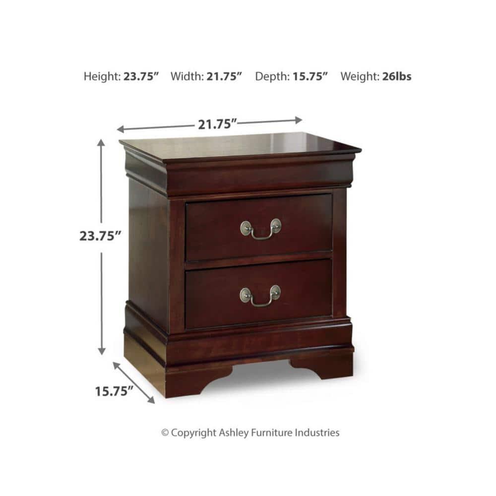 Signature Design by Ashley Alisdair Nightstand Brown/Beige: Traditional Style with Metal Glides, Storage Drawer