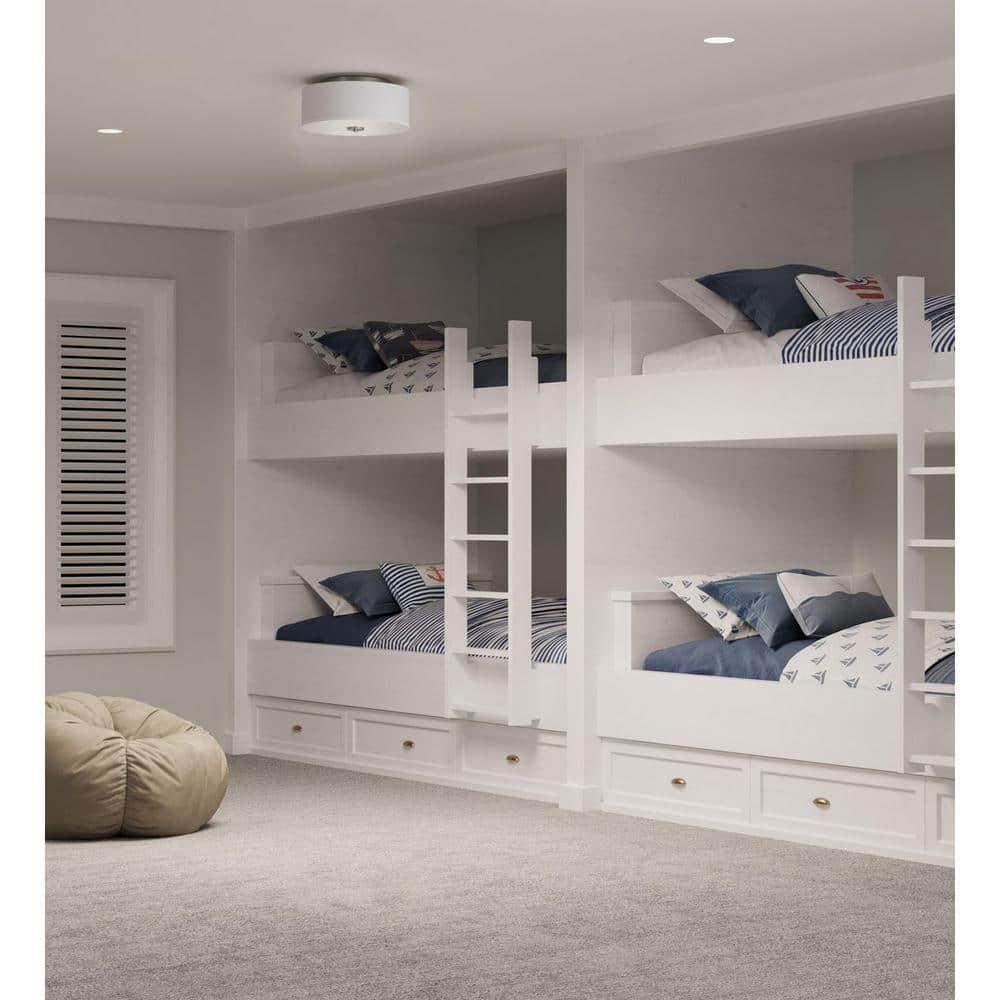 Progress Lighting Inspire Collection 1-Light LED Flush Mount in Brushed Nickel with Summer Linen Shade