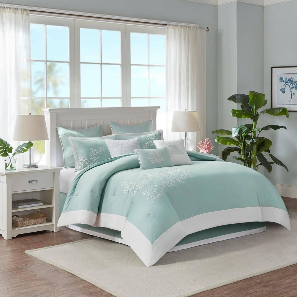 Harbor House Coastline Embroidered 100% Cotton 4 Piece Comforter Set
