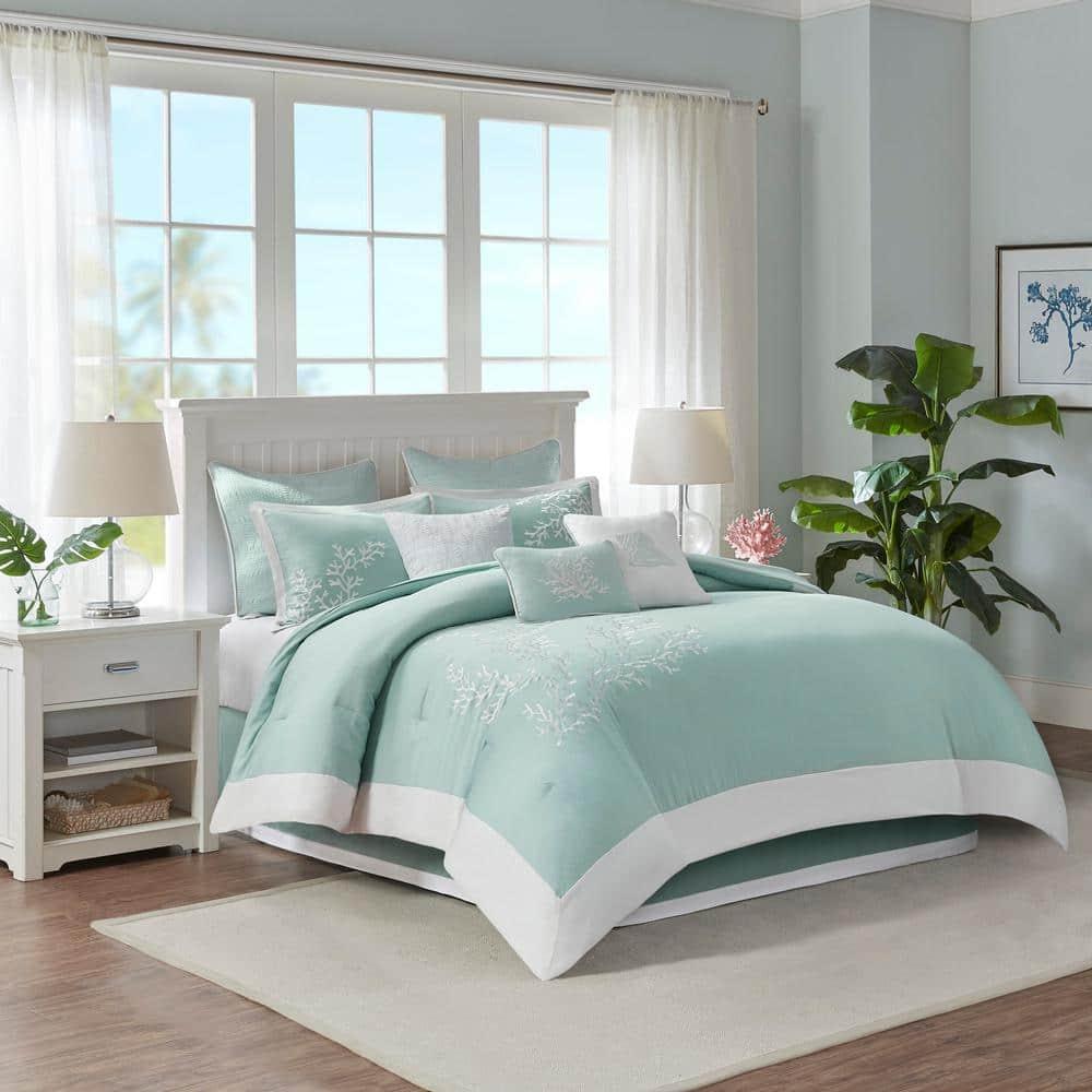 Coastline Embroidered 100% Cotton 4 Piece Comforter Set