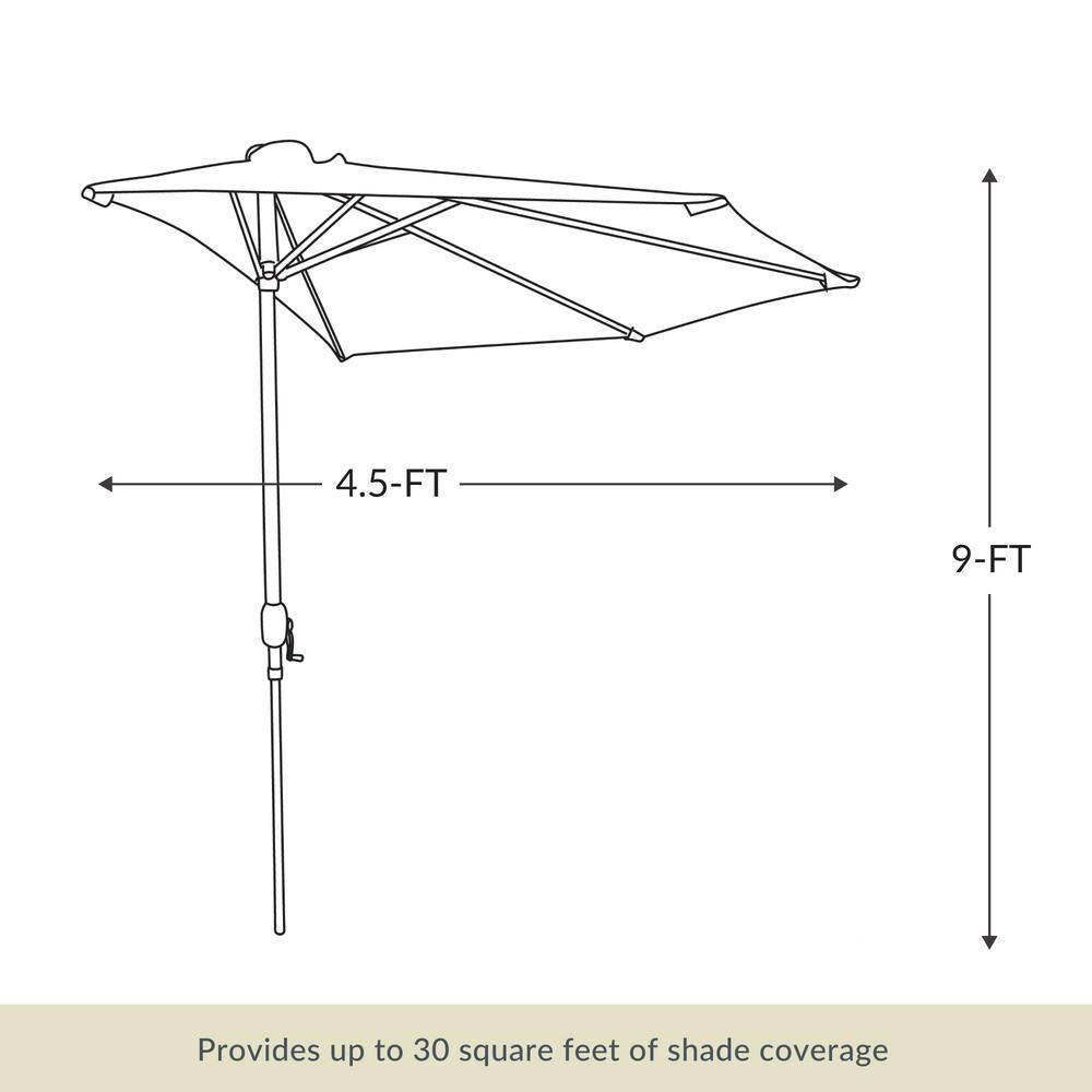 9' x 4.5' Lanai Half Patio Umbrella Black - Island Umbrella: Steel Frame, Water & UV Resistant
