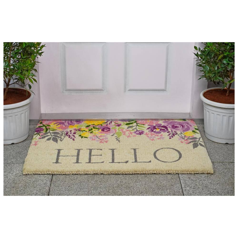 Calloway Mills 112902436 Blossoming Floral Hello Doormat 24" x 36"