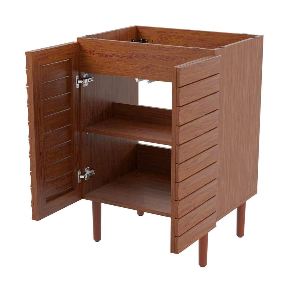 Aubert 24" Slat Modern Farmhouse 2-Shelf Bath Vanity Cabinet Only (Sink Basin not Included)