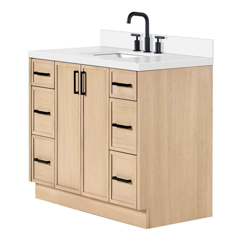Ariel Kelly 43 Inch Single Rectangular Sink Bathroom Vanity With Quartz Countertop