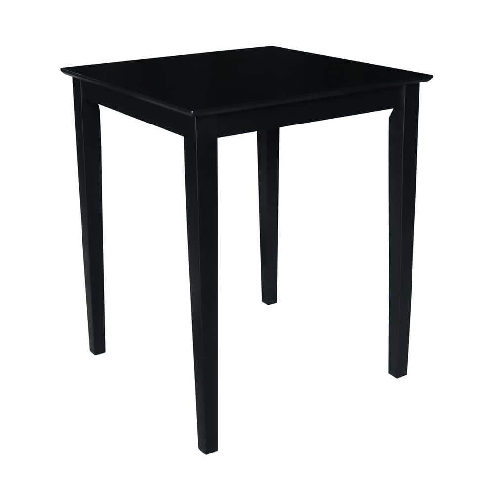 Solid Wood Top Counter Height Table with Shaker Legs Black - International Concepts: Square, 36" High