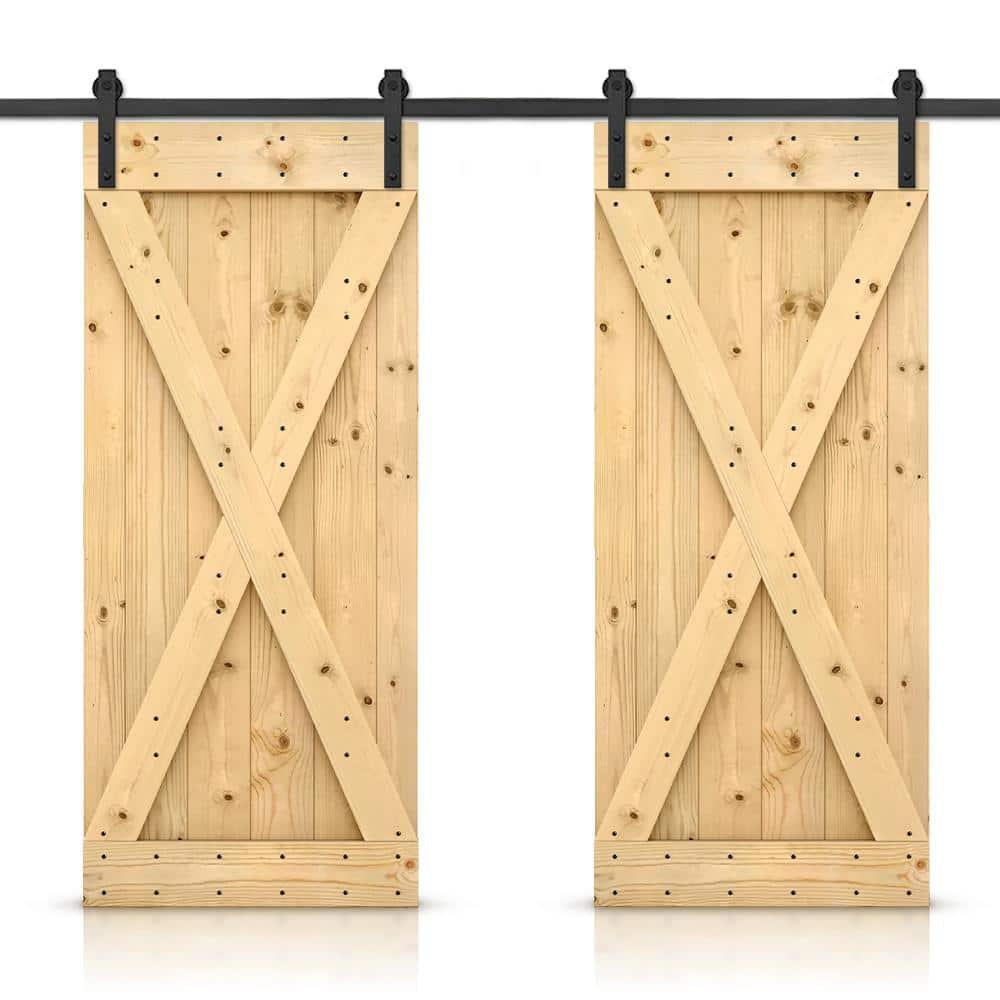 Calhome 84'' Solid Wood Paneled Painted with Installation Hardware Kit Barn Door