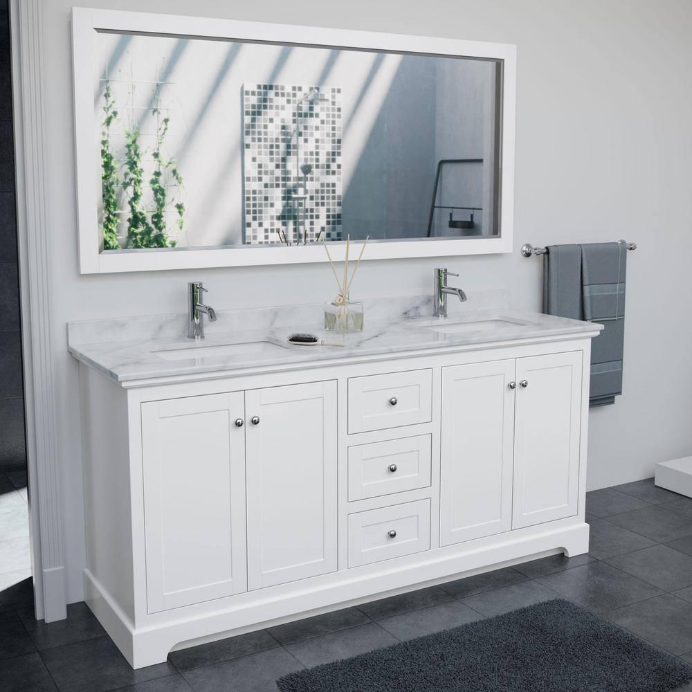 Wyndham Collection Avery 80'' Double Bathroom Vanity with Marble Top with Mirror