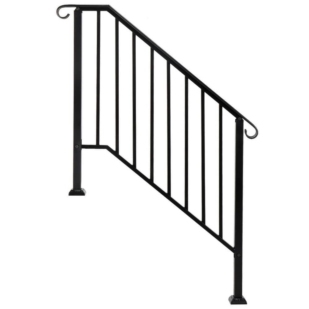 BaytoCare Handrail for Stairs 3-Step Stair Railing Steps Handrail - Black