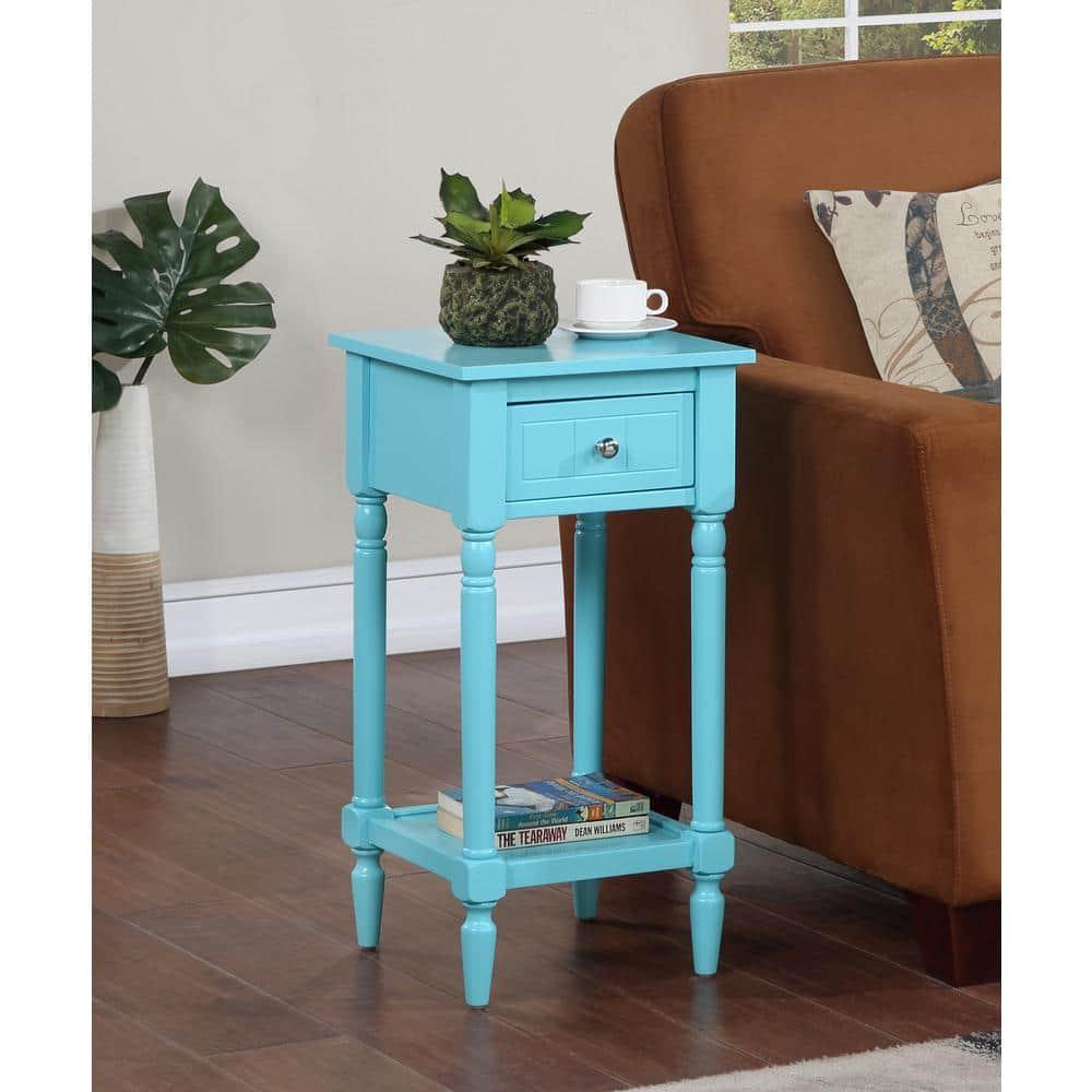 Convenience Concepts French Country Khloe 1 Drawer Accent Table with Shelf, Sky Blue