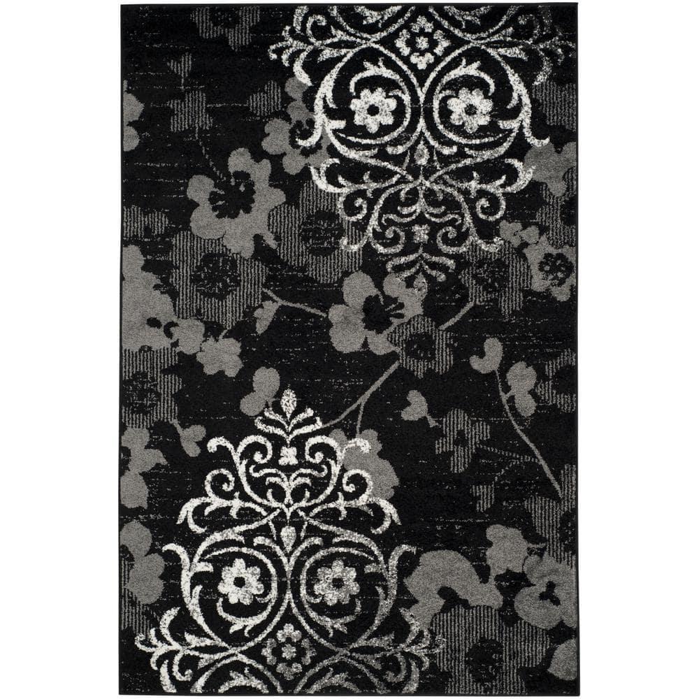 Adirondack ADR114 Machine Made Indoor Area Rug - Black/Silver - 6'x9' - Safavieh
