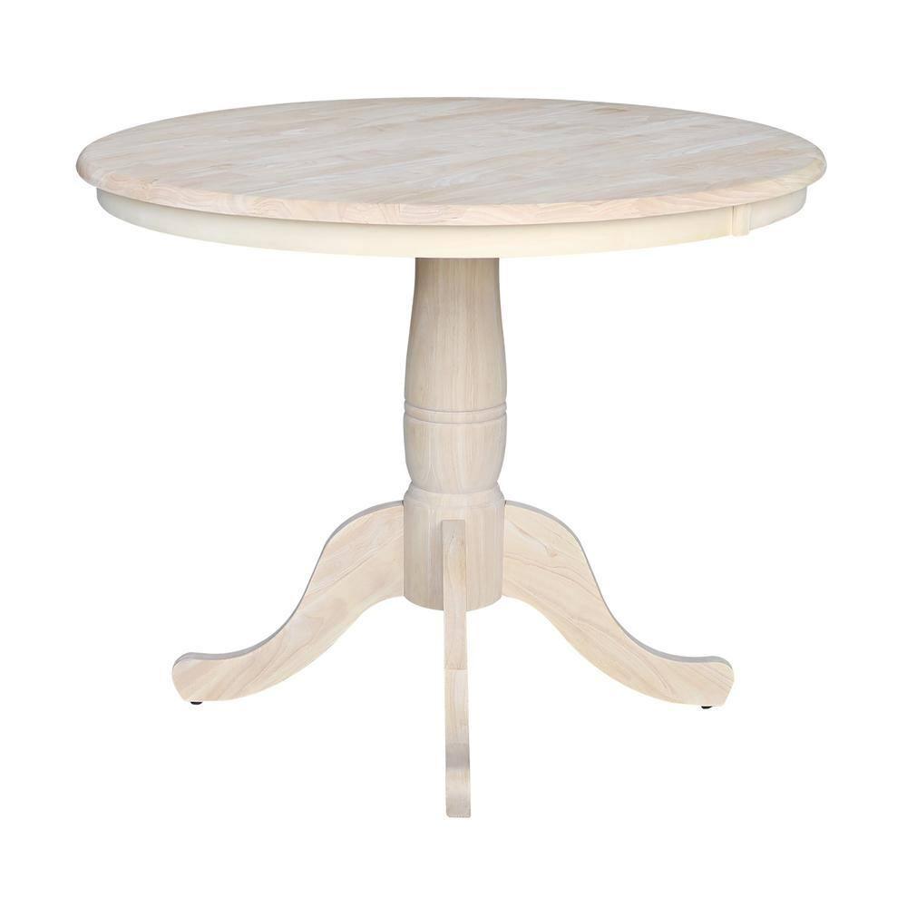 36" Round Top Pedestal Dining Table Unfinished - International Concepts