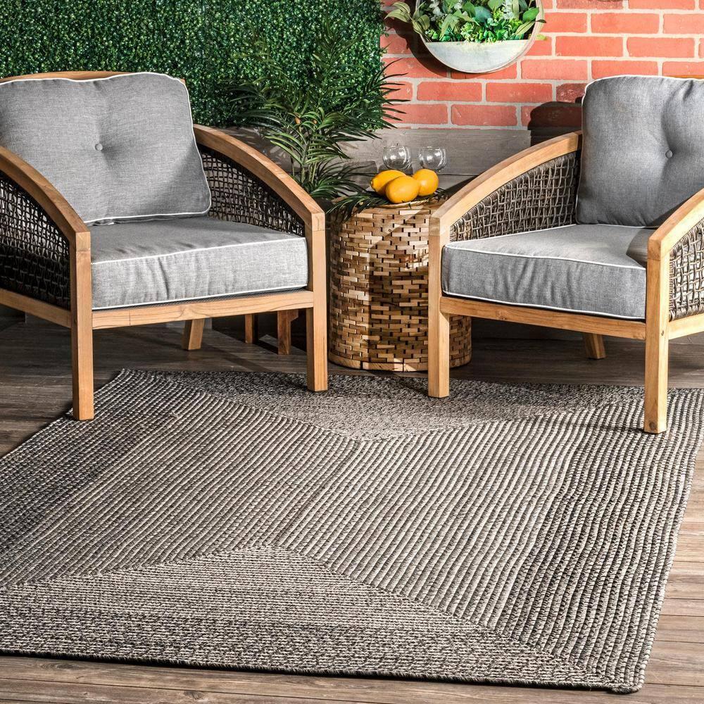 Nuloom Jayda Braided Gradience Indoor/Outdoor Outdoor - Charcoal 5' x 8'
