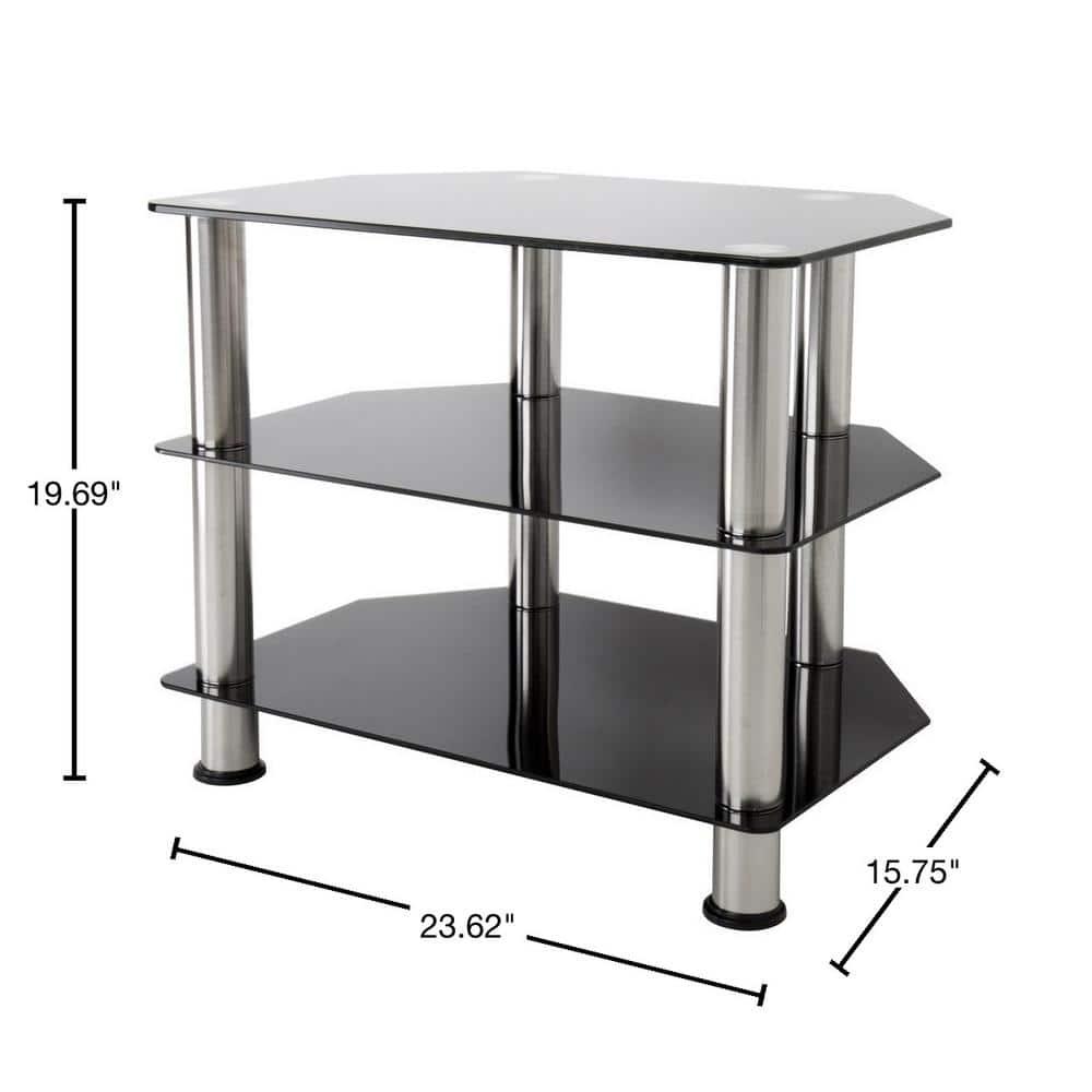 AVF Classic SDC600-A - Stand - corner - for TV / AV System - stainless steel, tempered glass - black glass, chrome effect - screen size: 12"-32" - floor-standing