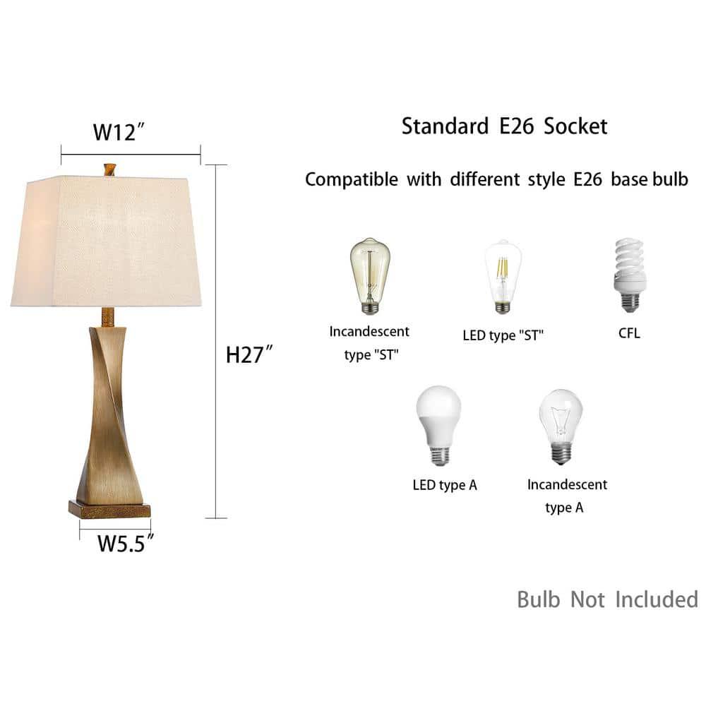 Kawoti  27" Distressed Painted Table Lamp Set (Set of 2)