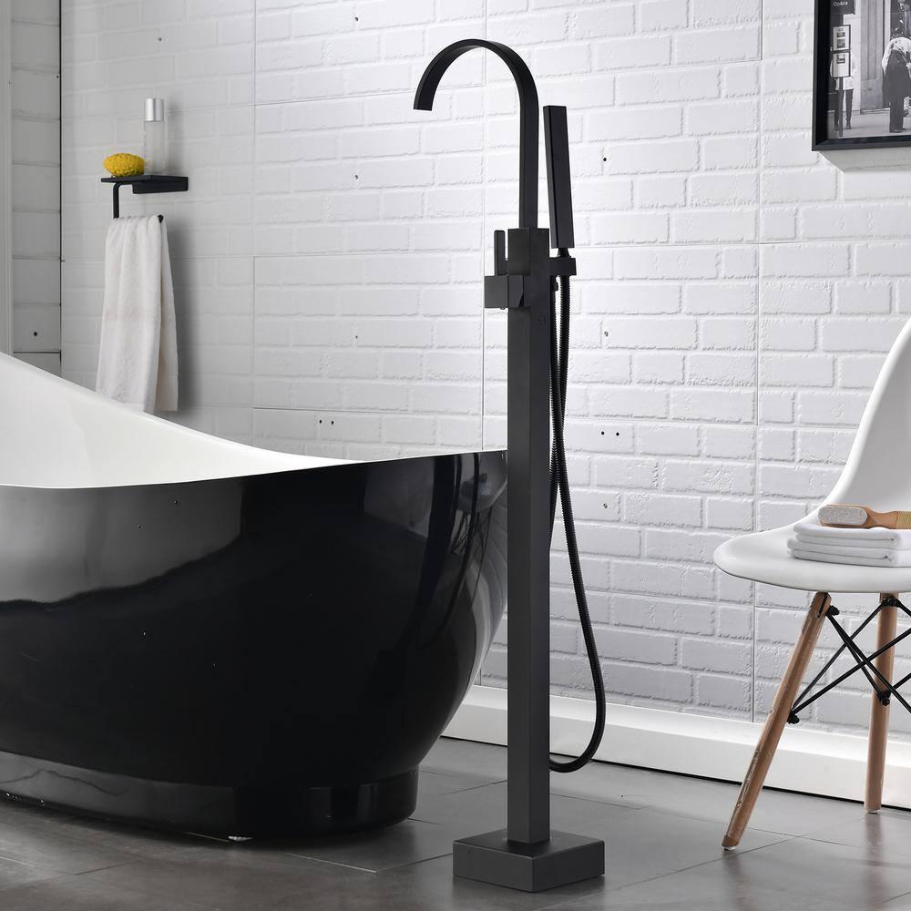 1 Handle Floor Clawfoot Tub Faucet with Diverter