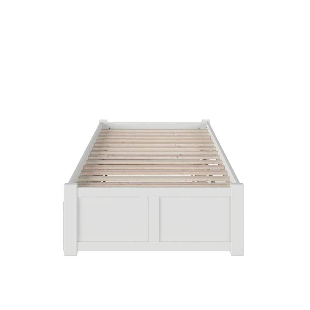 Concord Twin Extra Long Bed with Footboard and Twin Extra Long Trundle in White
