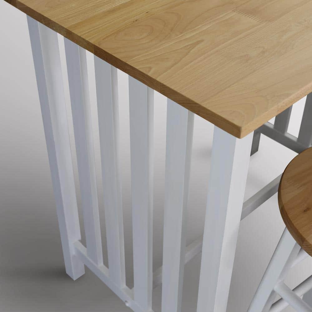 3-Piece Breakfast Set made with Solid Wood - White