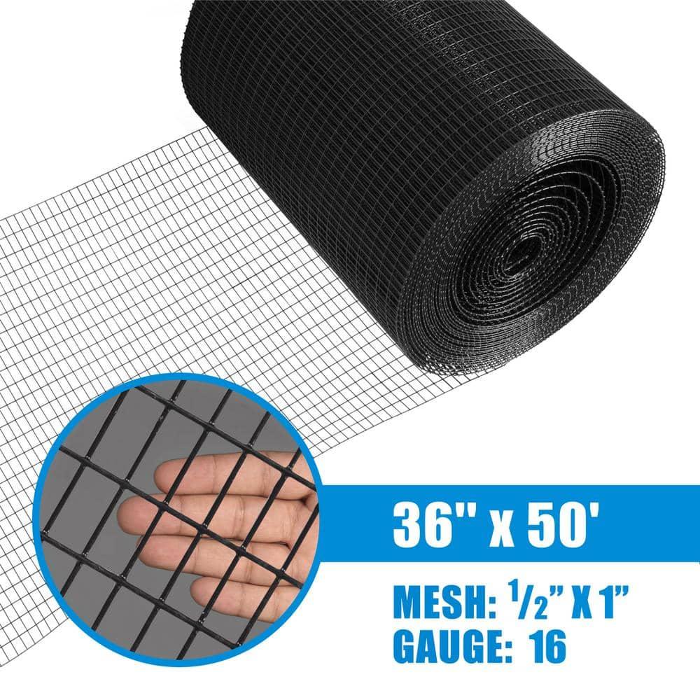 Fencer Wire Fencer Wire 16 Gauge Black Vinyl Coated Welded Wire w/ Mesh Size 0.5 inch X 1 inch, Multiple Sizes