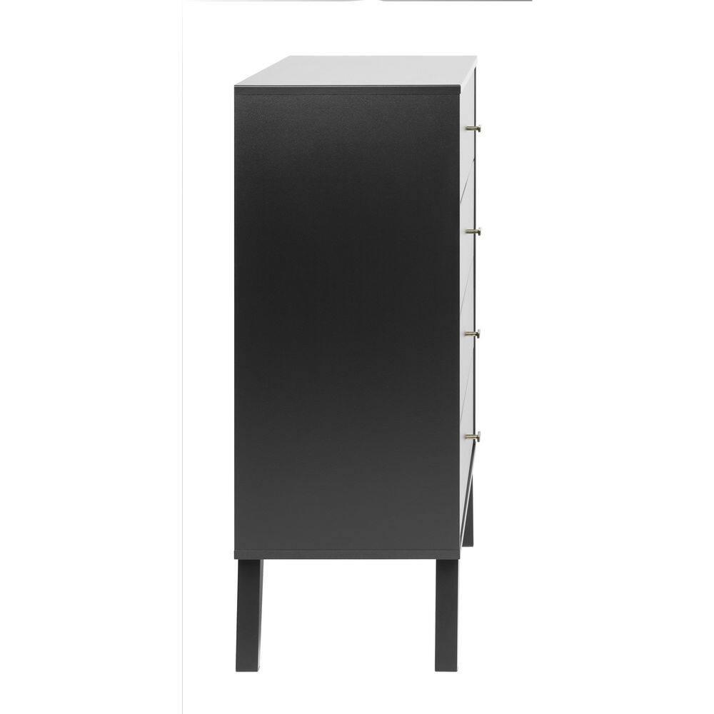Prepac Milo Mid Century Modern 4-Drawer Vertical Chest, Black
