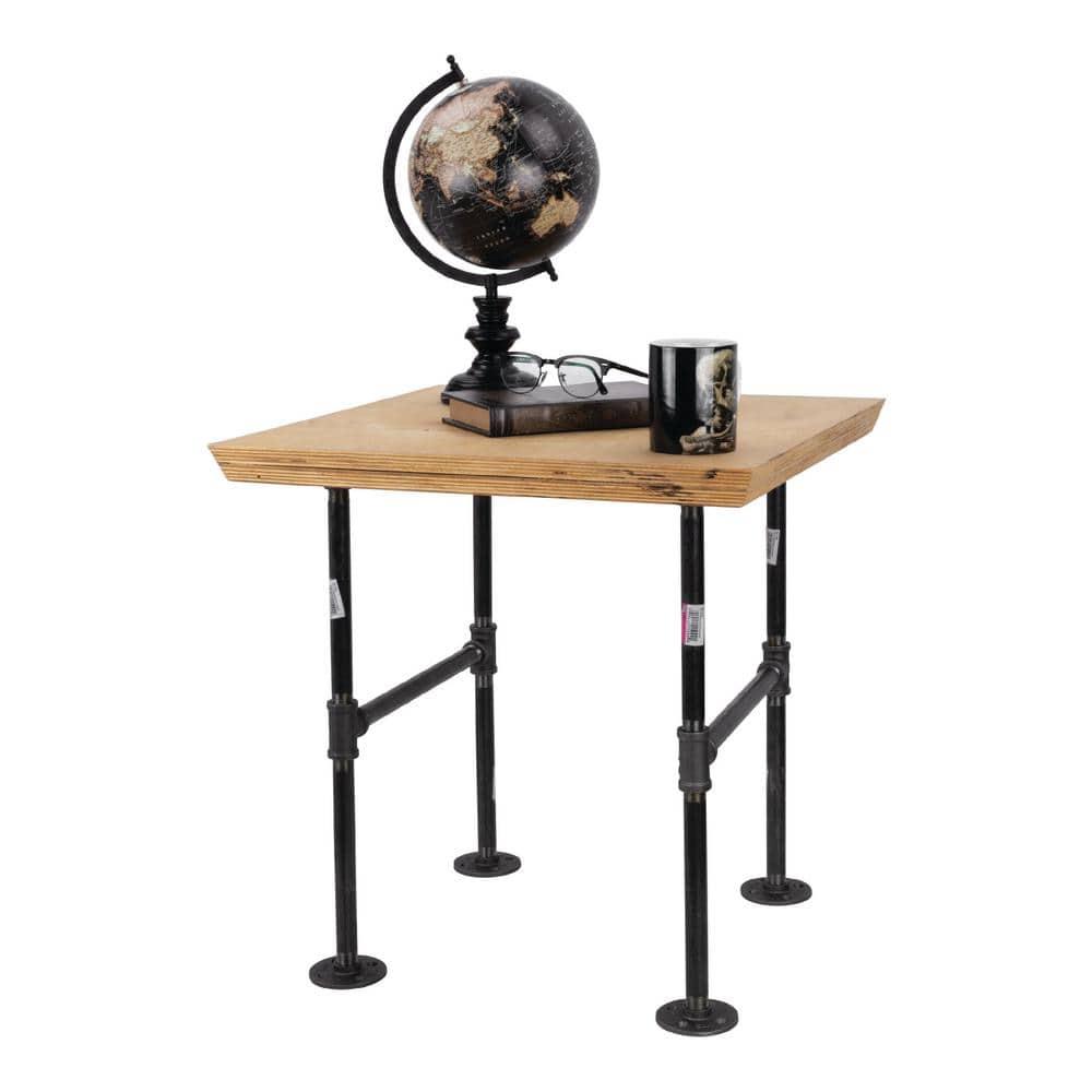 Industrial Pipe Table Leg Set,Metal Table Legs for Coffee and End Tables, Desks, Nightstand,2Pcs, 28" H × 18" W(Black)