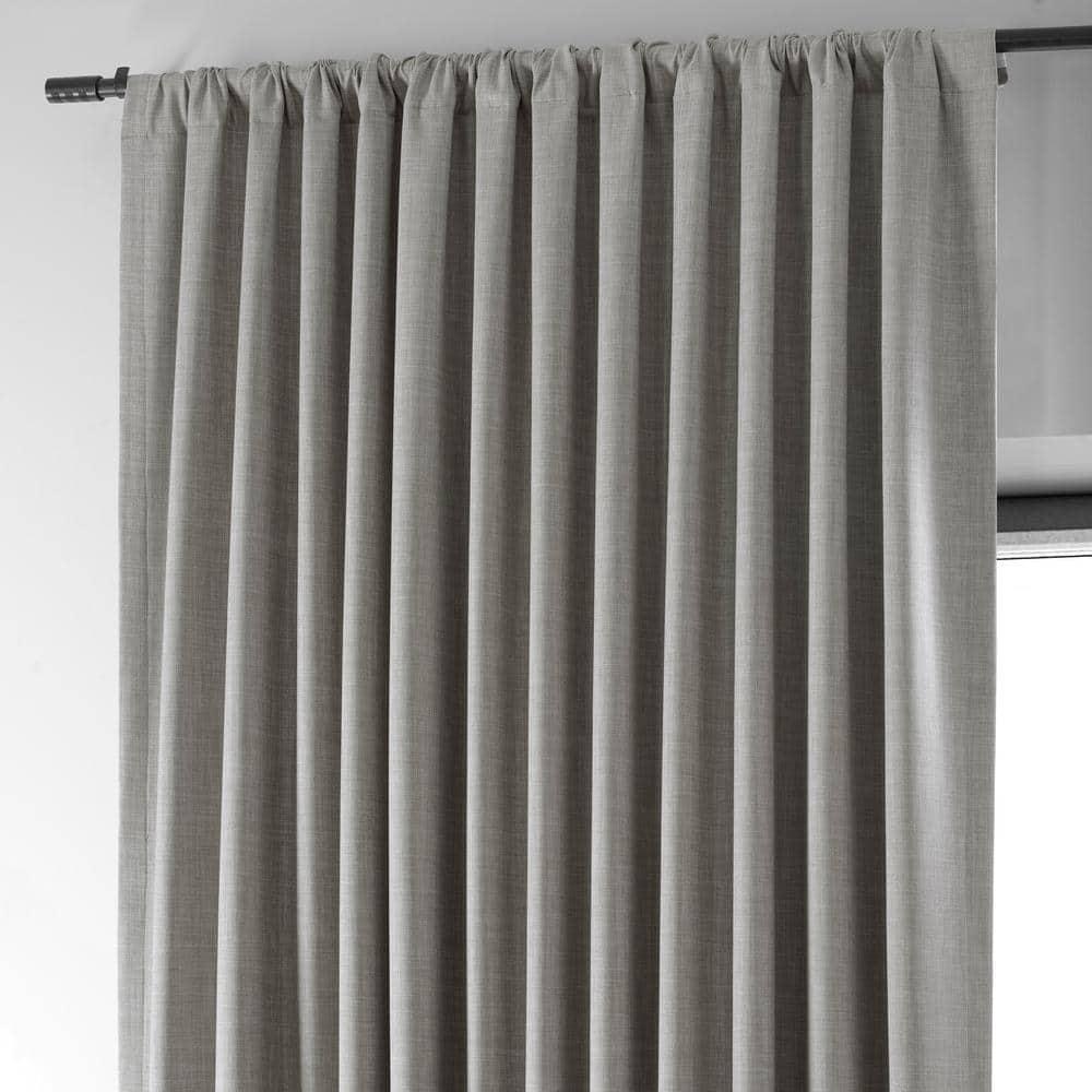 Exclusive Fabrics  Performance Linen Extrawide Hotel Blackout Curtain (1 Panel) 100 X 108 - Dark Greige