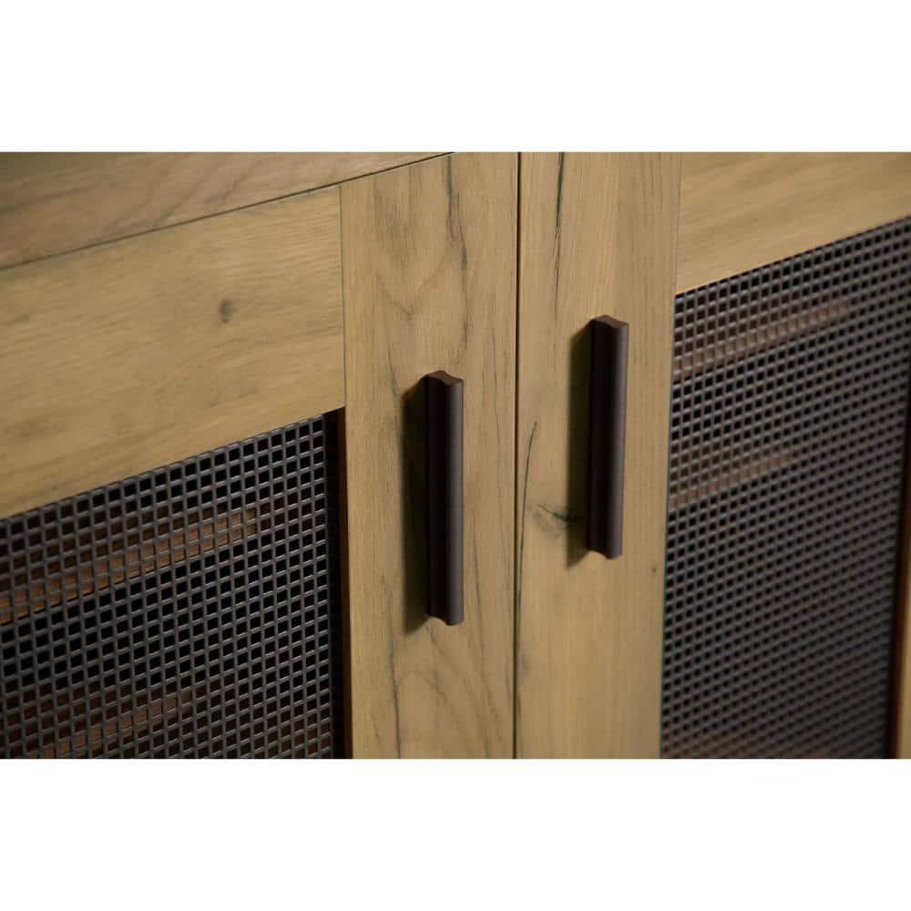 38 in. Accent Cabinet Chest with 5 Adjustable Shelf Units, Golden Oak Brown