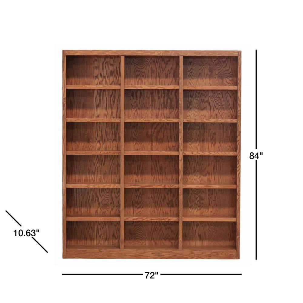 Winston Porter Aliette Triple Wide Wood Bookcase, 18 Bookshelf, 84 inch Tall Storage and Display Bookshelf for Home Office and Living Room