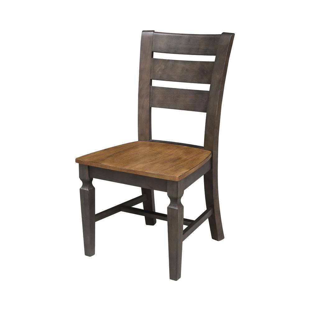 Set of 2 Vista Ladder Back Dining Chairs Hickory Brown - International Concepts: Solid Wood, Armless