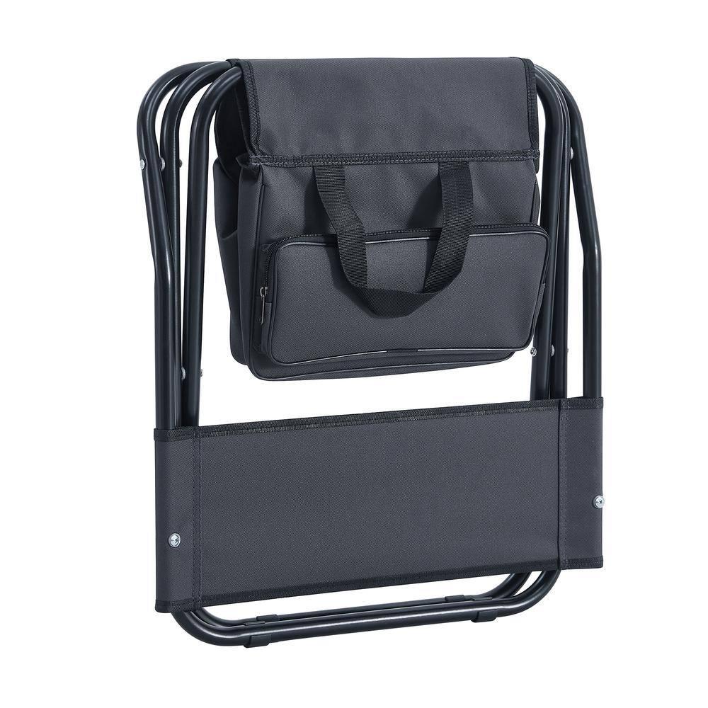 Gray Portable Steel Folding Camping Chair with Storage Bag