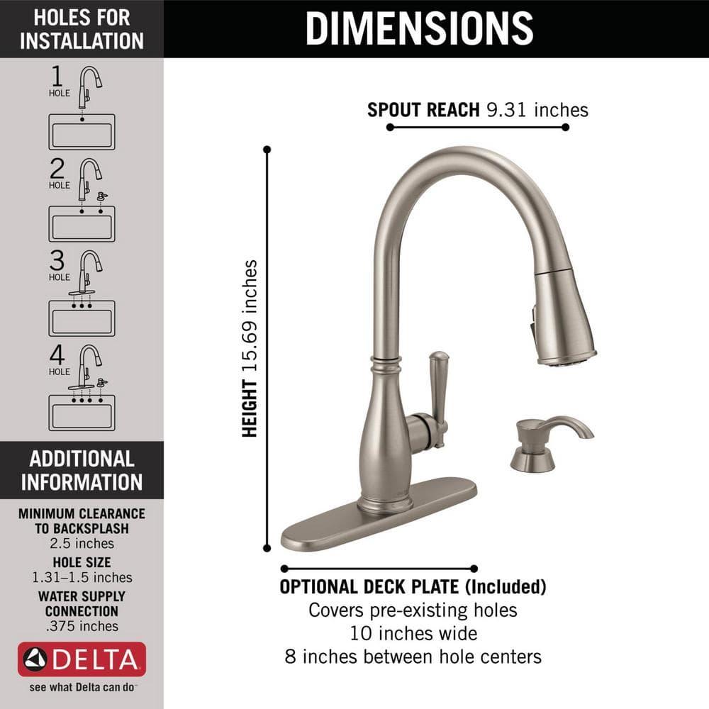 Delta Charmaine One Handle Stainless Steel Kitchen Faucet
