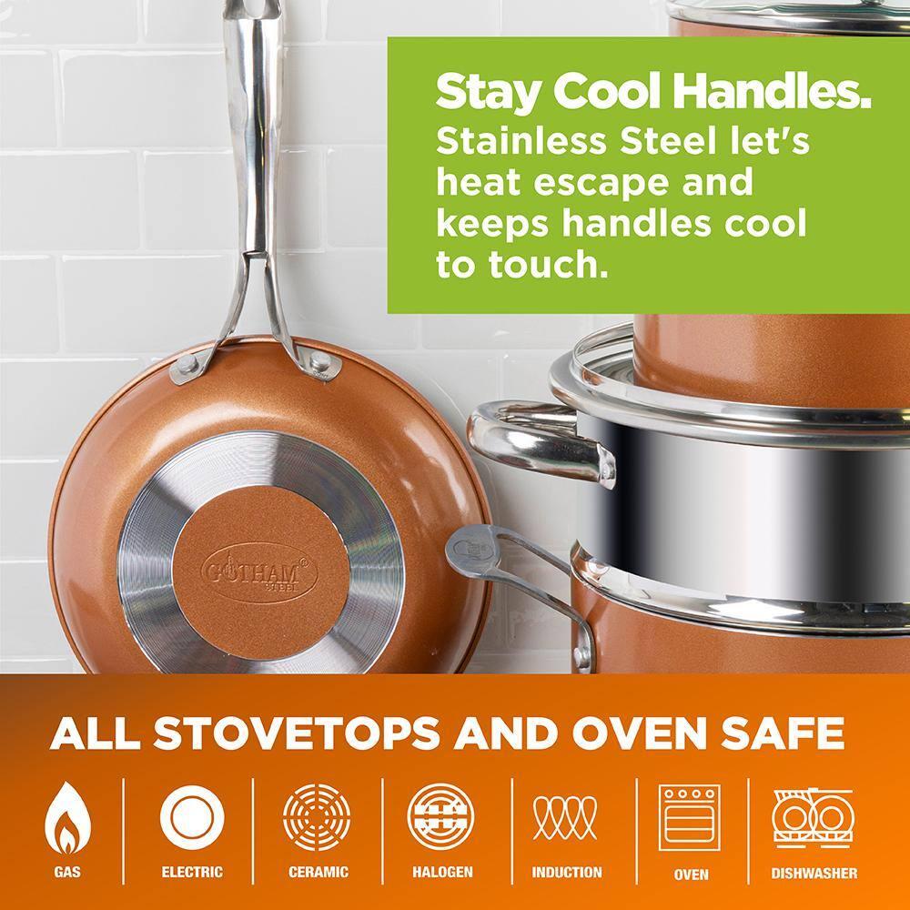 Gotham Steel 15 Pc Nonstick Pots and Pans Set, Ceramic Cookware Set, Kitchen Cookware set with Bakeware, Non Stick Cookware Set, Oven/Dishwasher Safe