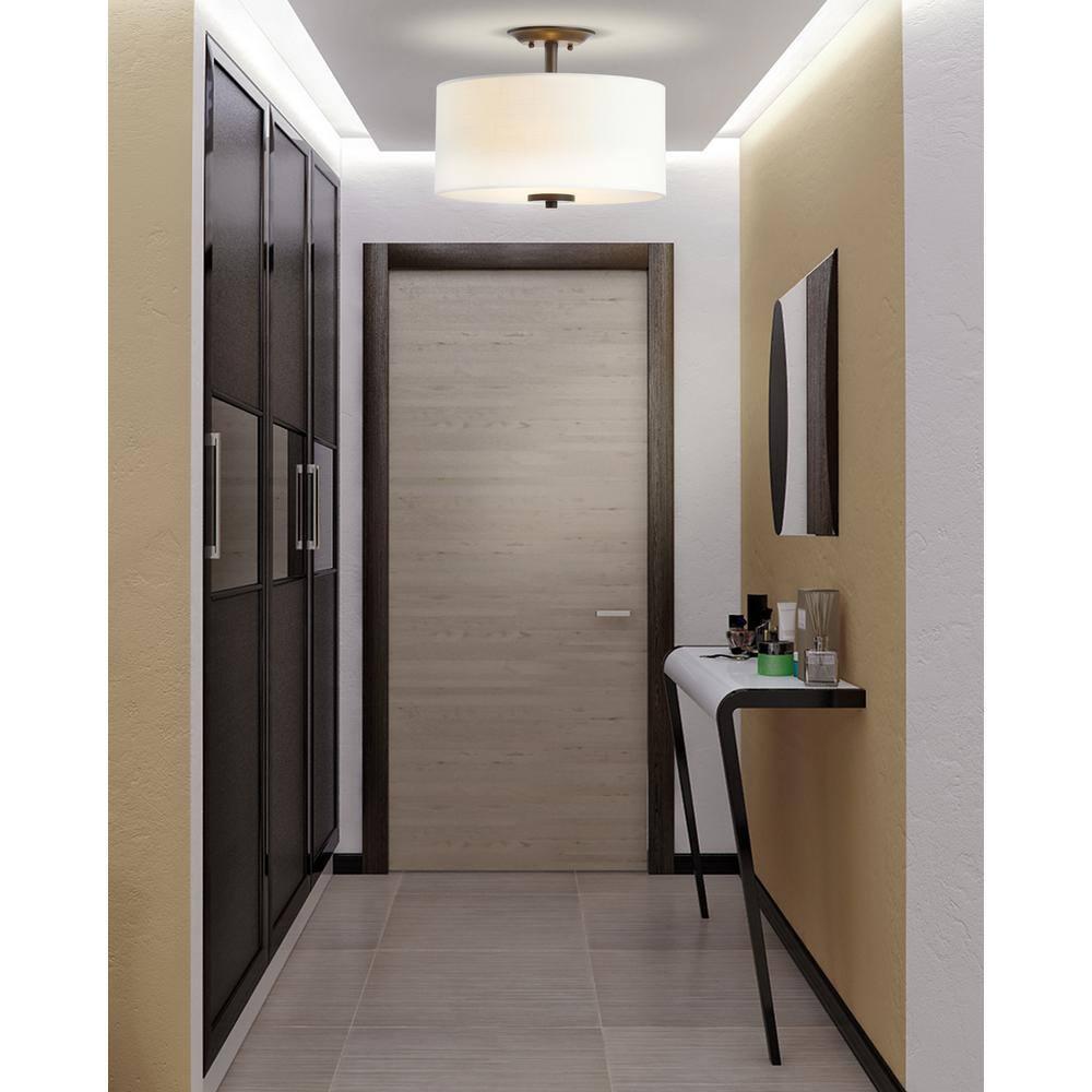 Marc 15" Metal LED Semi-Flush Mount, Oil Rubbed Bronze/White