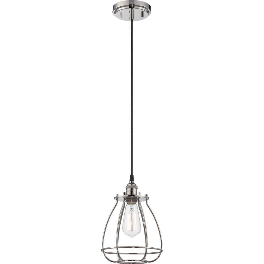 PaFagwy Lighting 60/5401 Vintage Incandescent One Light Pendant Closed Cage Narrow Opening Polished
