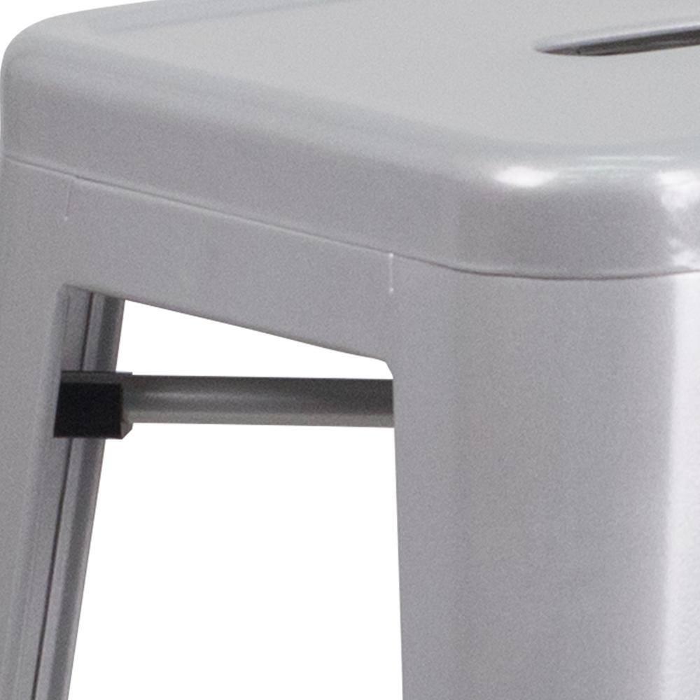 Flash Furniture Commercial Grade 30" High Backless Silver Metal Indoor-Outdoor Barstool with Square Seat