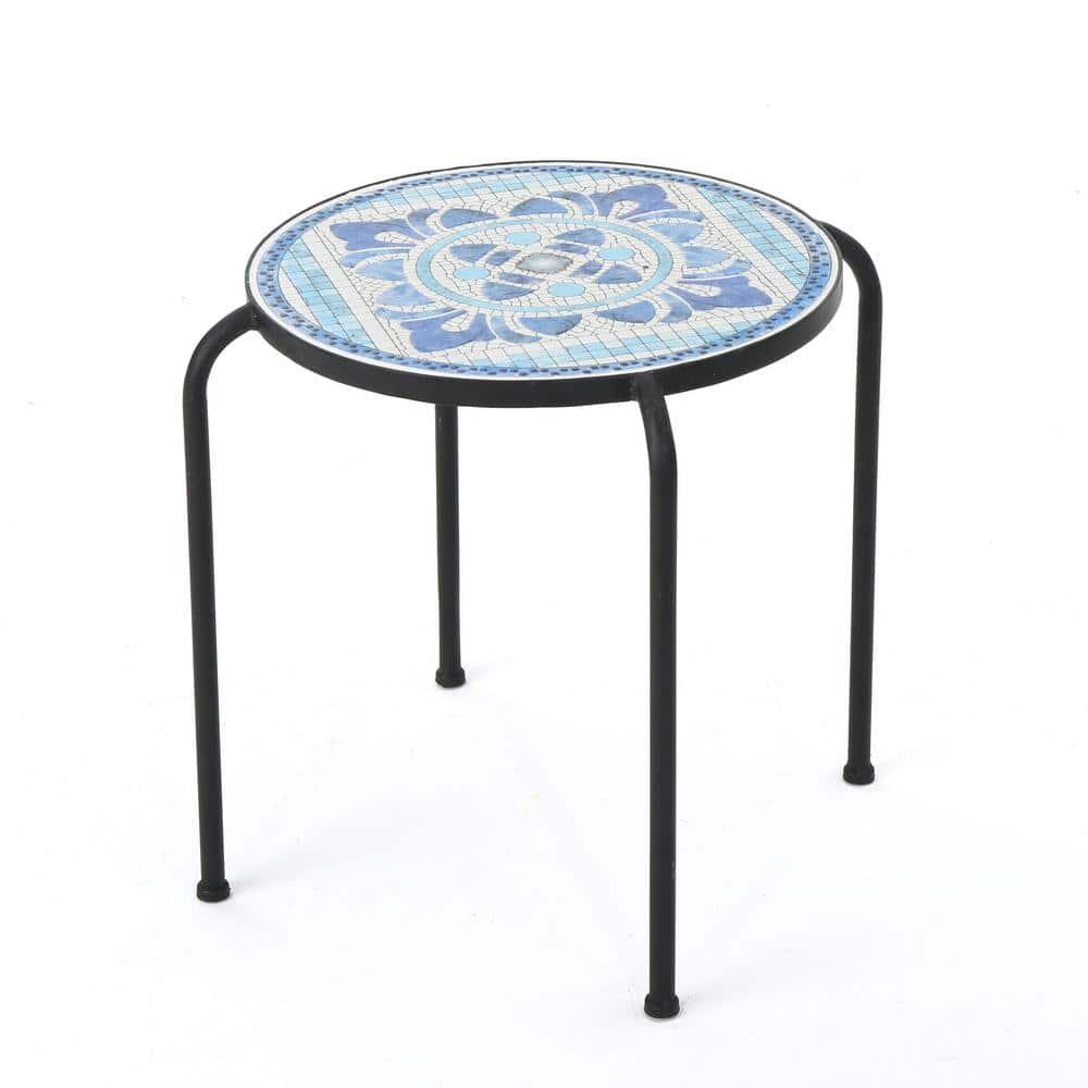 Noble House Skye Outdoor Ceramic Tile Side Table