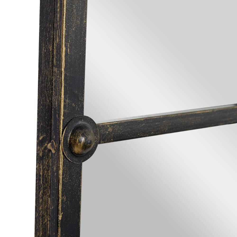 DecMode 30" x 48" Black Arched Window Pane Wall Mirror