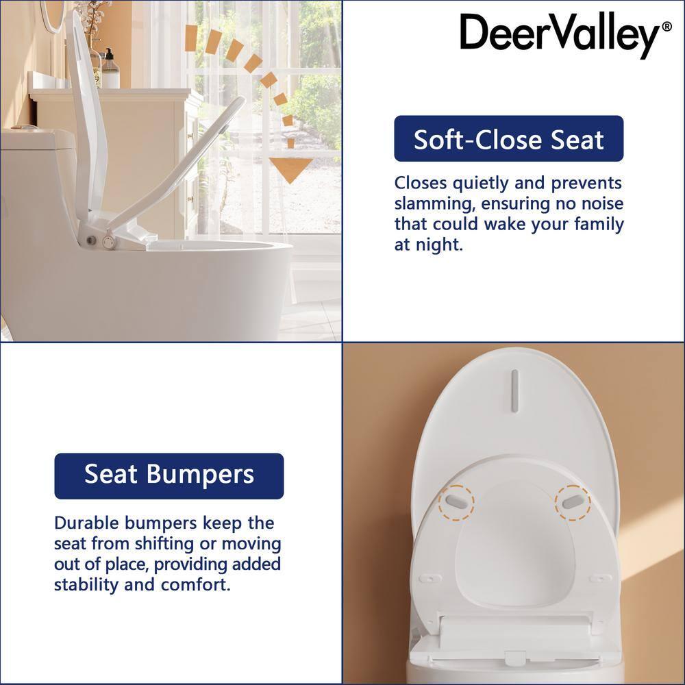 Electric Quiet Close Bidet Seat for Elongated Toilets in White